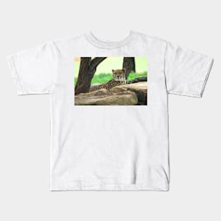 Cheetah On The Rocks Kids T-Shirt